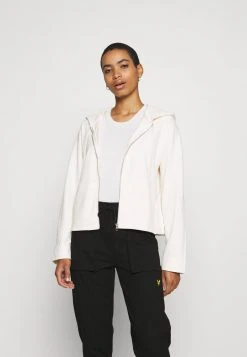 Marc O'Polo HOODY ZIP FRONT KANGAROO POCKETS GATHERED BACK - Sweatjacke - White Sand | Damen