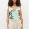 Marc O'Polo Damen IN LOCKERER SLUB QUALITÄT - Top - Multi Preppy Green