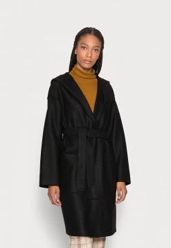Marc O'Polo COAT BOILED HOOD PATCHED POCKETS BELT - Klassischer Mantel - Black | Damen