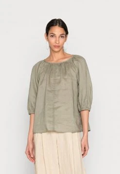 Marc O'Polo PUFFY SHORT SLEEVES CREW NECK GATHERING DETAILS - Bluse - Sundried Sage | Damen