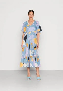 Marc O'Polo DRESS FEMININE GATHERING BAT SLEEVE MIDI LENGTH PRINTED - Freizeitkleid - Multi | Damen