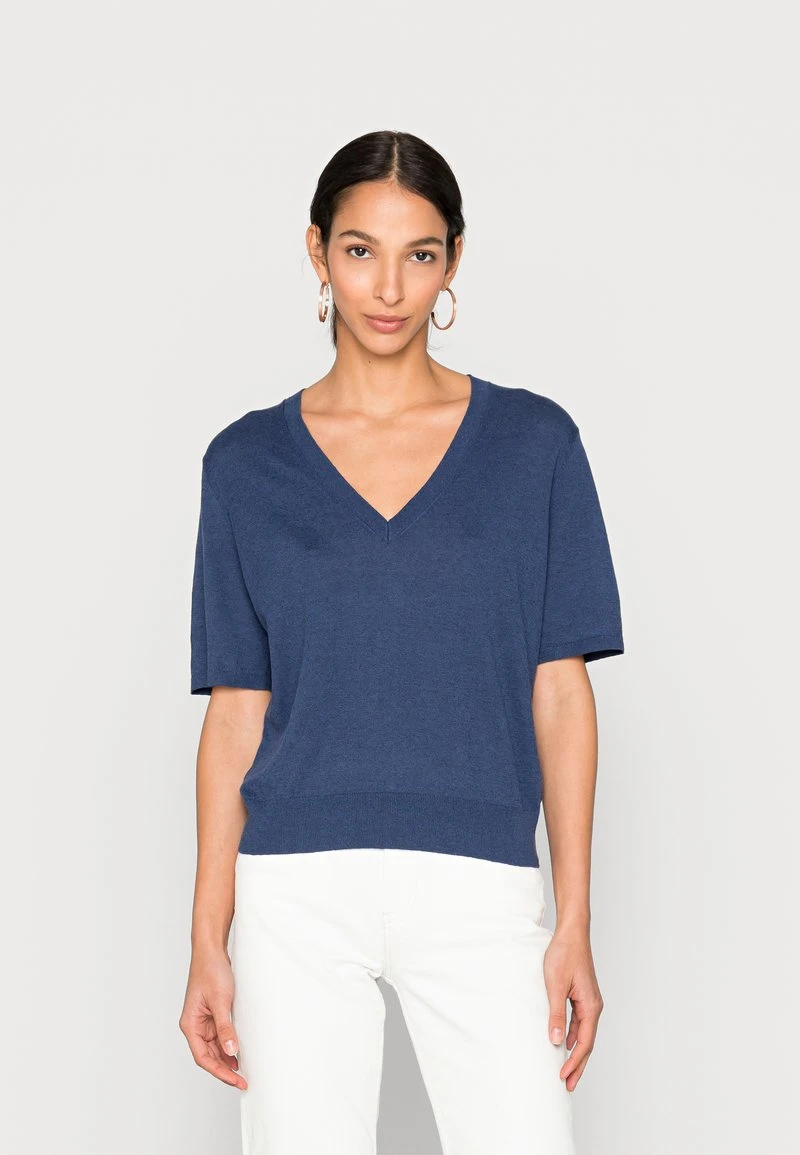 Marc O'Polo Damen SHORTSLEEVE V NECK - T-Shirt Basic - Noble Blue 1 Marc O'Polo Damen SHORTSLEEVE V NECK - T-Shirt Basic - Noble Blue