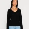 Marc O'Polo Damen LONGSLEEVE V NECK STICH A SHAPE - Strickpullover - Black