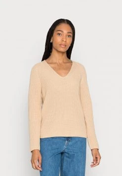 Marc O'Polo LONGSLEEVE V NECK STICH A SHAPE - Strickpullover - Sand Storm | Damen
