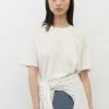 Marc O'Polo Damen FLIESSENDEM - T-Shirt Basic - Salty White