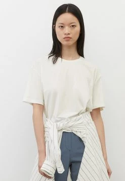Marc O'Polo Damen FLIESSENDEM - T-Shirt Basic - Salty White