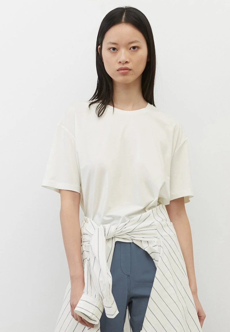 Marc O'Polo Damen FLIESSENDEM - T-Shirt Basic - Salty White 1 Marc O'Polo Damen FLIESSENDEM - T-Shirt Basic - Salty White