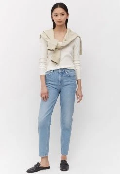 Marc O'Polo Damen LONGLSEEVE AUS ORGANIC - Langarmshirt - White Cotton