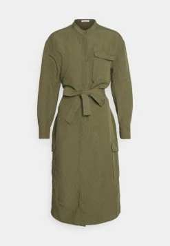 Marc O'Polo Damen DRESS CARGO STYLE BELT DETAIL LONG SLEEVE - Blusenkleid - Olive Grove