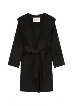 Marc O'Polo Damen SP, REAL DOUBLE FACE WORKMANSHIP DETAILS, HOOD, BELT, UNLI - Klassischer Mantel - Black