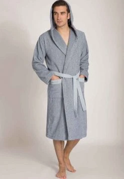 Marc O'Polo Bademantel - Blue Smoke / Off White | Herren