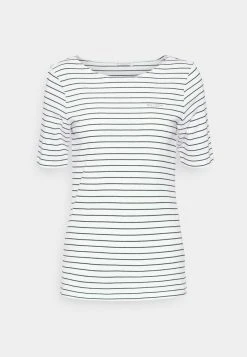 Marc O'Polo Damen SHORT SLEEVE ROUND NECK STRIPED - T-Shirt Print - Multi/white