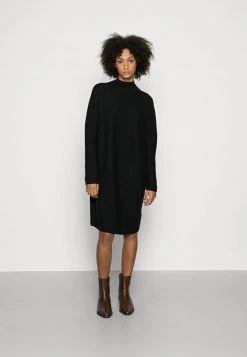 Marc O'Polo DRESS SHORTSLEEVE ROUND-NECK RICE CORN STRUCTURE - Strickkleid - Black | Damen