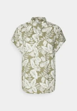 Marc O'Polo BLOUSE SHORT SLEEVE HALF BUTTON PLACKET - Hemdbluse - Olive | Damen