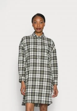 Marc O'Polo DRESS LOOSE FIT CHEST POCKET WITH DESSIN - Blusenkleid - Dark Green | Damen