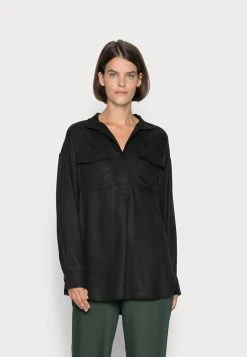 Marc O'Polo BLOUSE LONG SLEEVE TALL STAND UP COLLAR LONG SHAPE - Bluse - Black | Damen