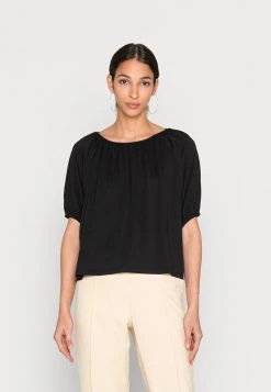 Marc O'Polo BLOUSE DEEP BOAT NECK RUFFELS AT NECKLINE PUFFER SLEEV - Bluse - Black | Damen