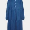 Marc O'Polo DRESS FEMININE TIERED DRESS FULL SLEEVE VOLUME SHORT LENGTH - Jeanskleid - Denim Mid Blue | Damen