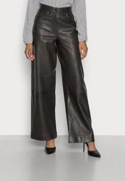 Marc O'Polo PANTS WIDE LEG - Lederhose - Deep Walnut | Damen