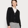 Marc O'Polo CARDIGAN LONGSLEEVE V-NECK BUTTON CLOSURE HALF-CARDIGAN STIT - Strickjacke - Black | Damen
