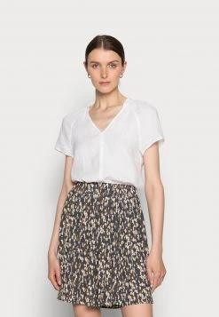 Marc O'Polo Damen BLOUSE V-NECK SHORT SLEEVED - T-Shirt Basic - White