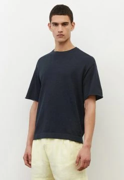 Marc O'Polo Herren KURZARM AUS BIO-BAUMWOLL-LEINEN-MIX - Strickpullover - Dark Navy