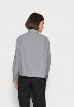 Marc O'Polo BLOUSE LONG SLEEVE KENT COLLAR CROPPED - Hemdbluse - Soft Grey Melange | Damen -Marc O'Polo Verkäufe af1c1f7bd40b4de3a5342abc1258fb36