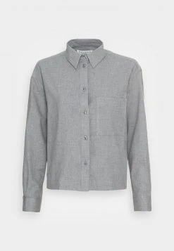 Marc O'Polo BLOUSE LONG SLEEVE KENT COLLAR CROPPED - Hemdbluse - Soft Grey Melange | Damen -Marc O'Polo Verkäufe c8910b3a31654554b855c80b202dfb6e