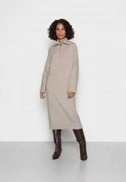 Marc O'Polo DRESS LONG SLEEVE STAND UP COLLAER WITH ZIPPER - Strickkleid - Winter Wheat Melange | Damen