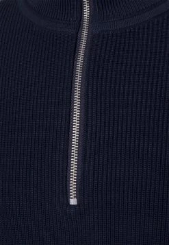Marc O'Polo STAND UP COLLAR WITH ZIPPER - Strickpullover - Dark Navy | Herren -Marc O'Polo Verkäufe ed71dacb7f8c4127a336266363e936aa