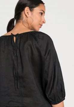 Marc O'Polo PUFFY SHORT SLEEVES CREW NECK GATHERING DETAILS - Bluse - Black | Damen -Marc O'Polo Verkäufe eea43b266d3f47249e836a9aa5c72b24