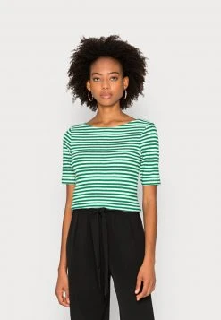 Marc O'Polo Damen SHORT SLEEVE BOAT NECK STRIPED - T-Shirt Print - Multi/preppy Green